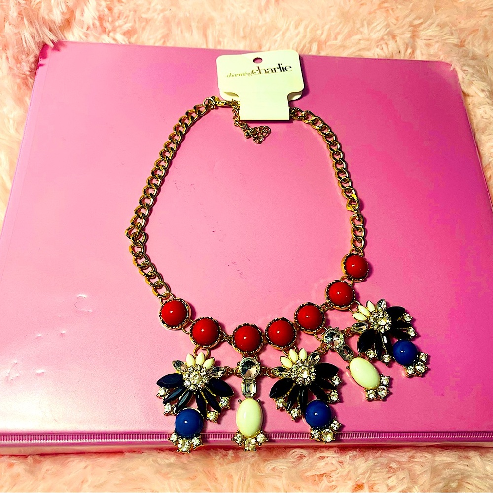 Red White Blue Gold Necklace